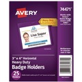 Label & Badge Holders | Avery 74471 4w x 3h Secure Top Heavy-Duty Horizontal Badge Holders - Clear (25/Pack) image number 0