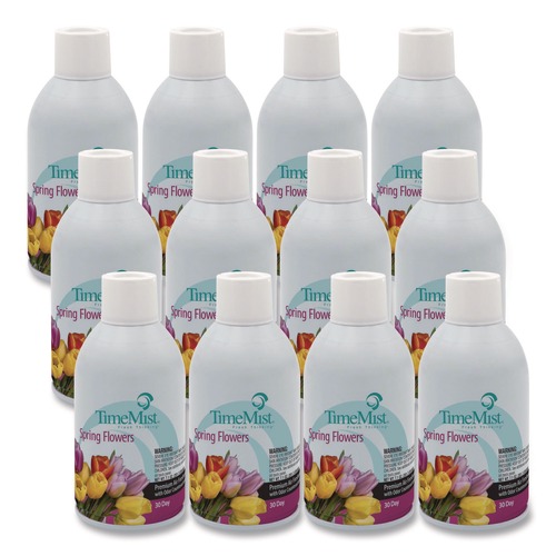 Odor Control | TimeMist 1042712 7.1 oz. Aerosol Spray Premium Metered Air Freshener Refill - Spring Flowers (12/Carton) image number 0