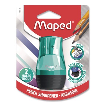 Maped Helix 069149 Tonic 2-Hole Canister Pencil Sharpener, 3.74 x 1.6 x 4.92, Randomly Assorted Colors