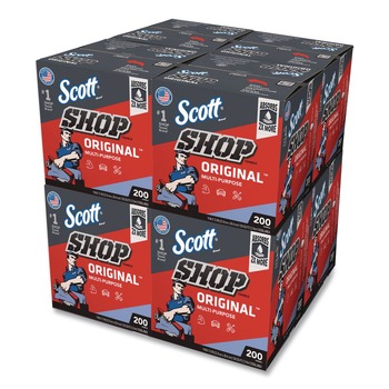 Scott 75190 9 in. x 12 in. 1-Ply Shop Towels Original - Unscented/Blue (200/Box)