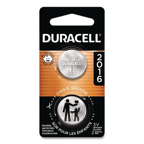 Batteries | Duracell DURDL2016B2PK 2016 Lithium Coin Batteries with Bitterant (2/Pack) image number 0