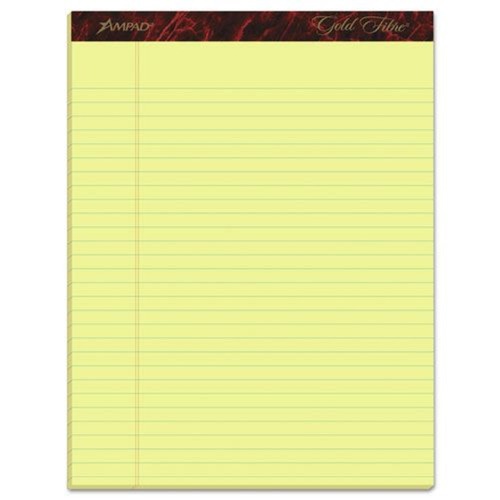 Notebooks & Pads | Ampad 20-020R Gold Fibre 8.5 in. x 11.75 in. Quality Writing Pads - Wide/Legal, Canary-Yellow (1-Dozen) image number 0