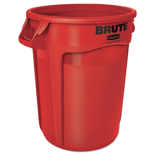Trash & Waste Bins | Rubbermaid Commercial FG263200RED 32 gal. Plastic Vented Round Brute Container - Red image number 0
