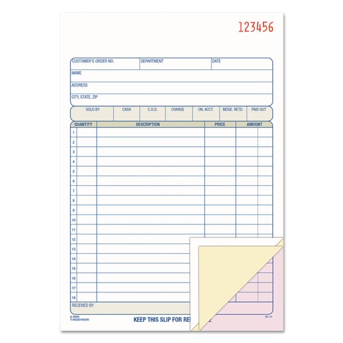 Notebooks & Pads | Adams TC5805 5.56 x 7.94 Three-Part Carbonless Sales Order Pad, 50 Forms Total image number 0