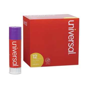 ADHESIVES AND GLUES | Universal UNV74752 1.3 oz. Dry-Clear Glue Sticks - Purple (12/Pack)