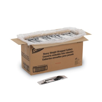 Dixie CH56NSPC7 Wrapped Fork/Knife/Spoon/Napkin Packets - Black (250/Carton)