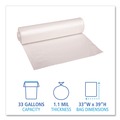 Just Launched | Boardwalk X6639SCKR01 33 in. x 39 in. 33 gal. 1.1 mil. Recycled Low-Density Polyethylene Can Liners - Clear (10 Bags/Roll, 10 Rolls/Carton) image number 2