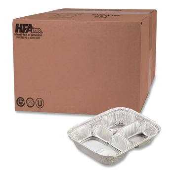 Handi-Foil 2045-35-500 24 oz 8.5 x 6.38 x 1.47 Aluminum Oblong Container with Lid - Silver (500/Carton)