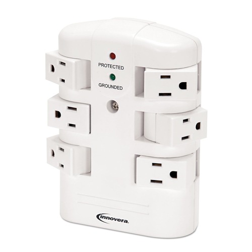 Surge Protectors | Innovera IVR71651 6 AC Outlets 4 ft. Cord 540 Joules Surge Protector - White image number 0