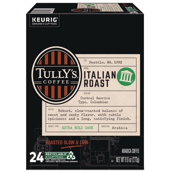 Tully's Coffee 5000330029 Coffee K-Cups - Italian Roast (24/Box)