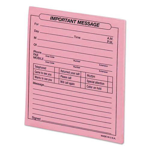 Notebooks & Pads | Universal D2-48023 50-Sheet 4.25 in. x 5.5 in. "Important Message" Pads - Pink (1 Dozen) image number 0