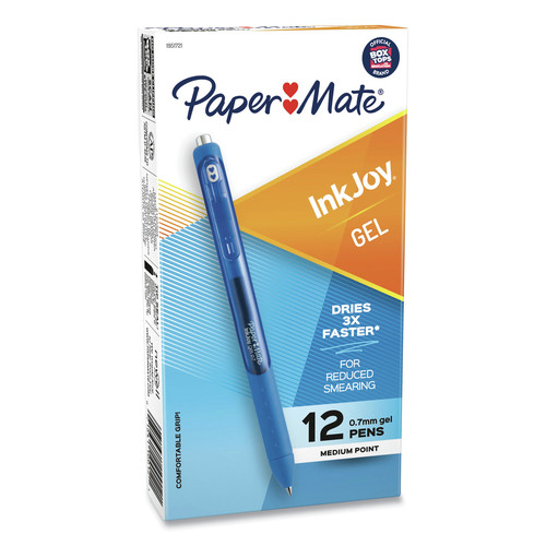 Pens | Paper Mate 1951721A 0.7 mm InkJoy Medium Retractable Gel Pen - Blue Ink/Blue Barrel (1-Dozen) image number 0