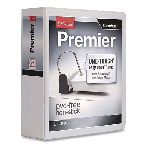 Binders | Cardinal 10340CB 4 in. Capacity 11 x 8.5 Premier Easy Open ClearVue Locking Slant-D Ring Binder - White image number 0