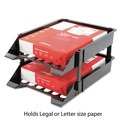 Desktop Organizers | Deflecto 63304 SuperTray 11 in. x 14.88 in. x 2.5 in. 2 Sections Letter to Legal Size Files Countertop Tray Set - Black (1-Set) image number 5