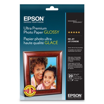 Epson S041945 5 in. x 7 in. 11.8 mil Ultra Premium Photo Paper Glossy - Glossy White (20/Pack)