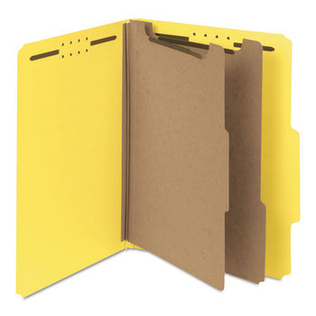 Smead 14064 2 in. Expansion Recycled Pressboard 6-Fastener Classification Folders - Letter Size/Yellow Exterior (10/Box)