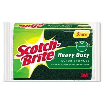  | Scotch-Brite HD-3 Scotch-Brite 4.5 in. x 2.7 in. 0.6 in. Thick Heavy-Duty Scrub Sponge - Yellow/Green (3/Pack)