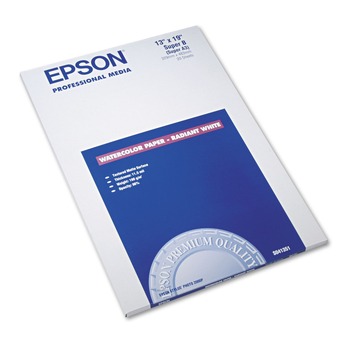 Epson S041351 11.5 mil. 13 in. x 19 in. Watercolor Radiant Inkjet Paper - Matte White (20/Pack)