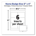Label & Badge Holders | Avery 74541 4 x 3 Top-Load Clip-Style Name Badge Holder with Laser/Inkjet Insert - White (100/Box) image number 1