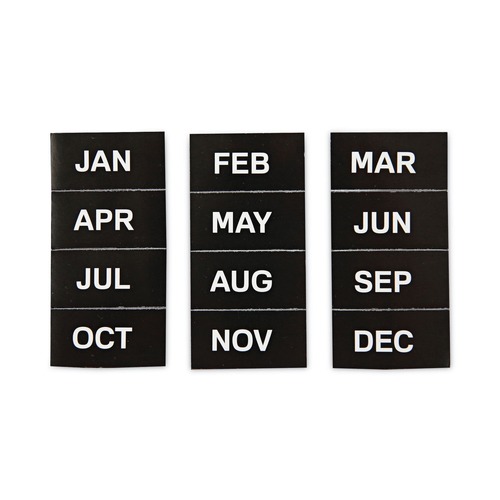 Office Presentation Supplies | MasterVision FM1108 2 in. x 1 in. Months of Year Interchangeable Magnetic Board Accessories - Black/White (12/Pack) image number 0