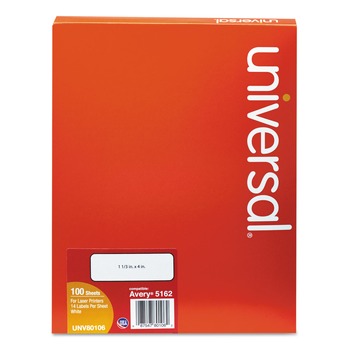 LABELS AND LABEL MAKERS | Universal UNV80106 1.33 in. x 4 in. White Labels Inkjet/Laser Printers - White (1400/Box)