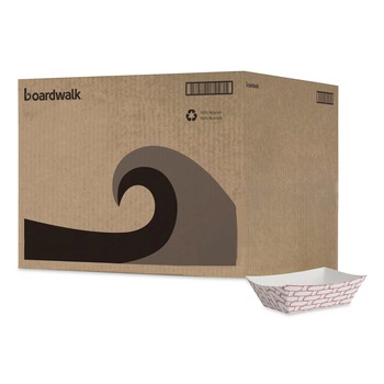 Boardwalk BWK30LAG100 1 lbs. Capacity Paper Food Baskets - Red/White (1000/Carton)