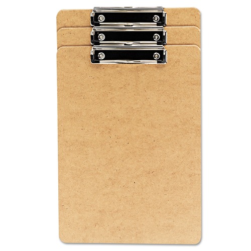Clipboards | Universal UNV05563 1/2 in. Clip Capacity Hardboard Clipboard for 8.5 in. x 14 in. Sheets - Brown (3/Pack) image number 0
