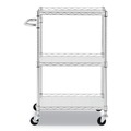Cleaning Carts | Alera ALESW322416SR 24 in. x 16 in. x 39 in. 450 lbs. Capacity 3-Shelf Wire Cart with Liners - Silver image number 1