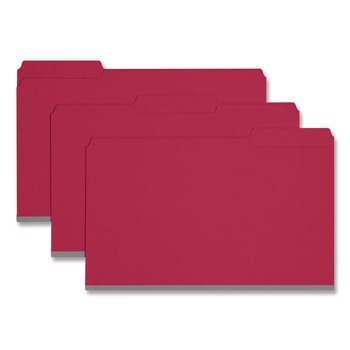 Smead 22538 1/3-Cut Tabs Assorted Legal Size 1 in. Expansion Recycled Heavy Pressboard Folders - Bright Red (25/Box)