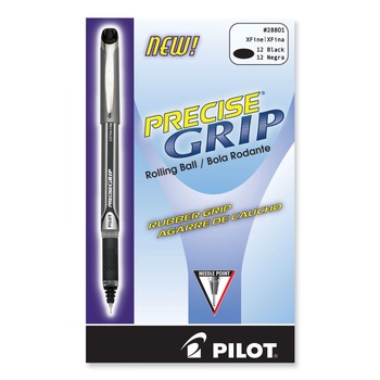 Pilot 28801 Precise Grip Extra-Fine 0.5 millimeter Stick Rollerball Pen - Black Ink/Barrel (1-Dozen)