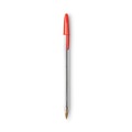 Pens | BIC MS11 RED Cristal Xtra Smooth Medium 1 millimeter Stick Ballpoint Pen - Red Ink/Clear Barrel (1-Dozen) image number 3