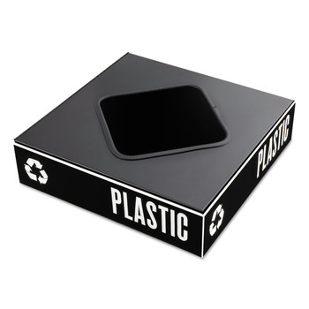 Safco 2989BL 15.25 in. x 15.25 in. x 2 in. Public Square Recycling Container Lid - Black