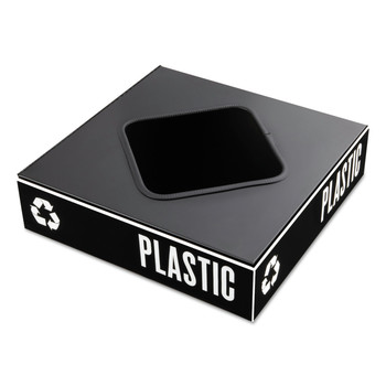 TRASH CANS | Safco 2989BL 15.25 in. x 15.25 in. x 2 in. Public Square Recycling Container Lid - Black