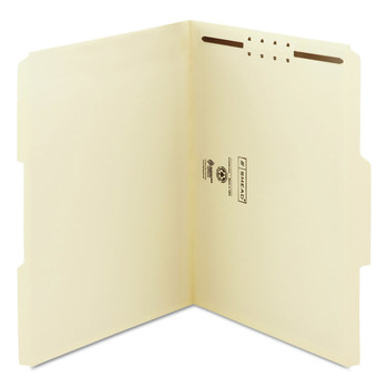 Smead 14534 1/3-Cut Tabs Assorted 0.75 in. Expansion 1 Fastener Letter Size Top Tab Fastener Folders - Manila Exterior (50/Box)