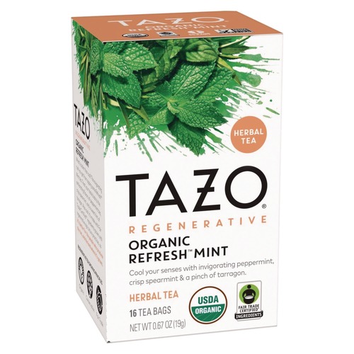 Beverages & Drink Mixes | Tazo 10794522003508 0.67 oz. Tea Bags - Organic Refresh Mint (96/Carton) image number 0