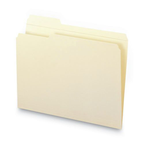 File Folders | Smead 10335 0.75 in. Expansion Reinforced 1/3-Cut Tab 11-pt Manila File Folders - Letter Size/Manila (100/Box) image number 0