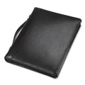 File Folders | Samsill 15540 11 in. x 13 1/2 in. 2-Part 1 in. Cap Leather Multi-Ring Zippered Portfolio - Black image number 1