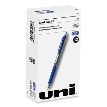 uni-ball 65941 Signo 0.7 mm Retractable Gel Pen - Blue Ink/Silver/Blue Barrel/Medium (1-Dozen)