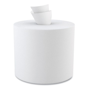 PAPER AND DISPENSERS | Boardwalk B6400 7.87 in. x 10 in. 2-Ply Perforated Center-Pull Hand Towels - White (600/Roll, 6 Rolls/Carton)
