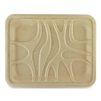 World Centric TRSC4SLLF 9.1 in. x 7.1 in. x 0.7 in. PLA Lined PFAS-Free Paper Fiber Trays - Natural (500/Carton)