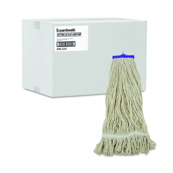 Boardwalk BWK824C 24 oz. Lie-Flat Cotton Fiber Mop Head - White (12/Carton)