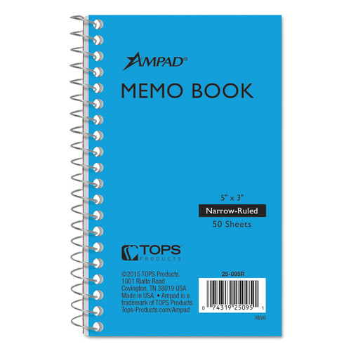 Notebooks & Pads | Ampad 25-095R 5 in. x 3 in. Sheets Narrow Rule Memo Books - Randomly Assorted Cover Colors image number 0