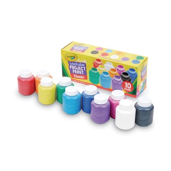 Crayola 54-1205 Washable Watercolor Project Paint, Assorted Classic Colors, 2 Oz Bottle, 10/pack