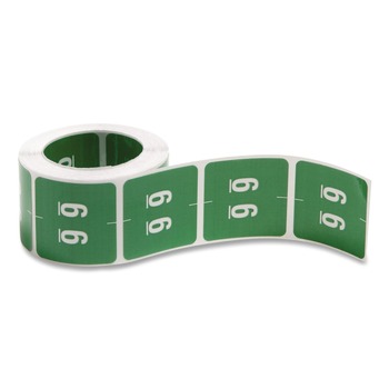 Smead 67426 1.5 in. x 1.5 in. 6 Numerical End Tab File Folder Labels - Green (1-Roll)