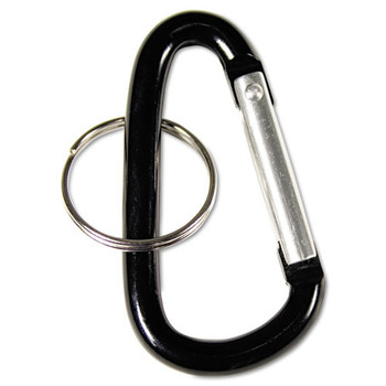 Advantus 75555 (10) 1 in. x 2 in. Carabiners (10) 1 in. Diameter Key Rings Aluminum Carabiner Key Chains - Black/Silver (10/Pack)