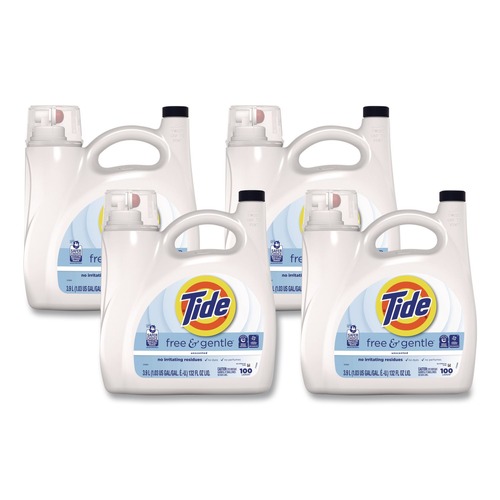 Cleaning & Janitorial Supplies | Tide 80762802 Free and Gentle 132 oz HE Compatible Liquid Laundry Detergent (4/Carton) image number 0