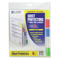 Sheet Protectors | C-Line 05550 2 in. 11 x 8.5 Sheet Protectors with Index Tabs - Assorted Color Tabs (5/Set) image number 0