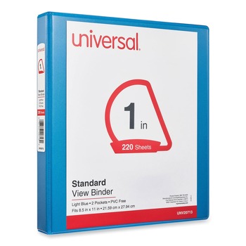 Universal UNV20713 11 in. x 8.5 in. 1 in. Capacity 3 Rings Slant D-Ring View Binder - Light Blue