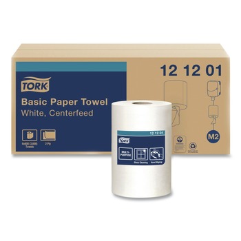 Tork 121201 2 Ply 9 in. x 11.8 in. Advanced Centerfeed Hand Towel - White (6/Carton)