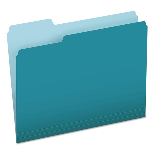 Just Launched | Pendaflex 152 1/3 TEA 1/3-Cut Tabs Assorted Letter Size Colored File Folders - Teal/Light Teal (100/Box) image number 0